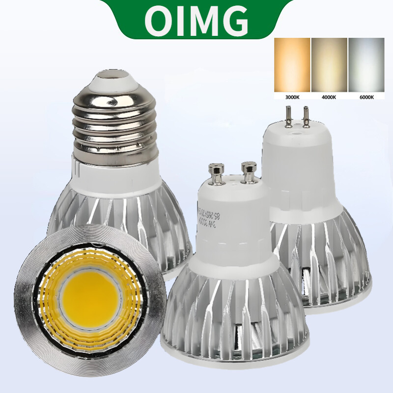 OIMG LED COB Spotlight หลอดไฟ 5W 9W 12W 15W E27 E14 85-265V 24 องศา MR16 GU10 GU5.3 แสงอบอุ่น 3000K Neutral Light 4000K แสงสีขาว 6000K Tri สี