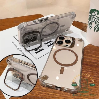 Anti drop อะคริลิคโปร่งใสวงเล็บแม่เหล็กเคสโทรศัพท์ iphone16 Pro Max 15 14 13 12 สําหรับ iPhone กรณีซิลิโคน soft shell TPU กันกระแทก