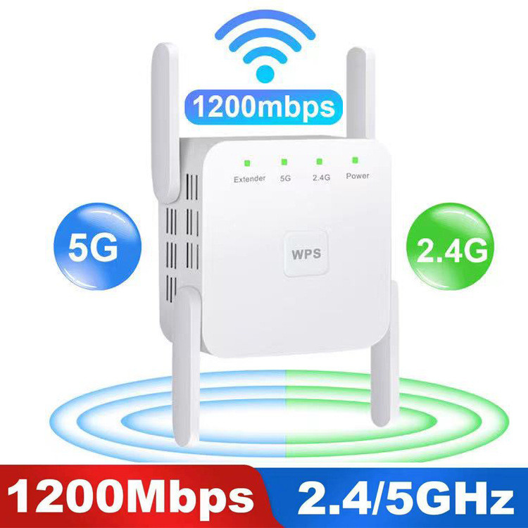 【5G จริง】ตัวขยายสัญญาณ wifi สัญญาณขยายได้ 200 เมตร Dual Band 2.4Ghz / 5GHz 4เสา ดูอัลแบนด์ 1200Mbps WiFi Repeater