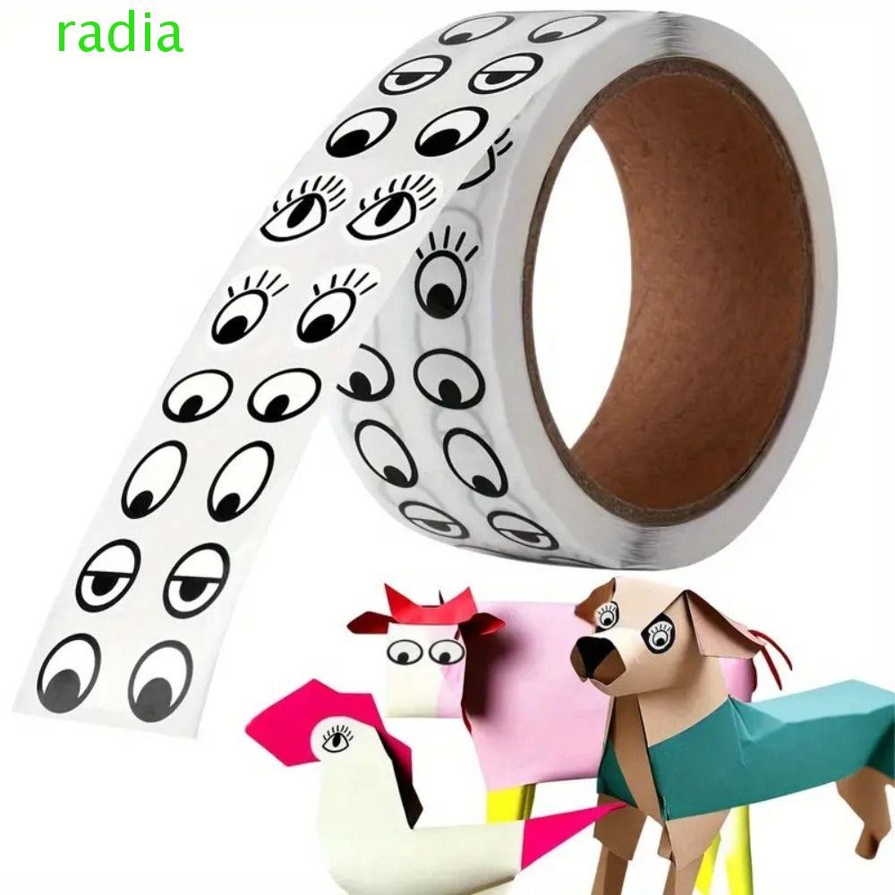 RADIANTZAP 1000 ชิ้น/ม้วนสติกเกอร์ตาพรีเมี่ยม,ของขวัญReusable Mini Eye Shapedสติกเกอร์,ทนทานSelf-Adhesiveงานฝีมือสีดําสีขาวออกแบบเครื่องเขียนสติกเกอร์สําหรับDIY Arts