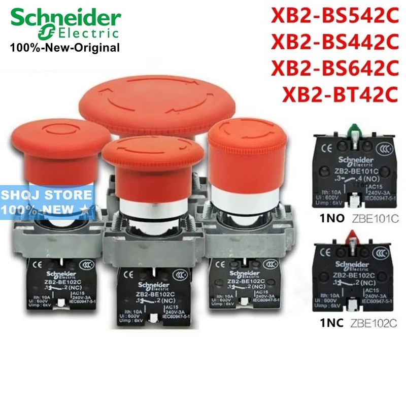 Schneider 100%-ใหม่ 1PCS XB2-BS542C XB2-BS442C XB2-BS642C XB2-BT42C ZB2-BE101C ZB2-BE102C สวิตช์ปุ่ม