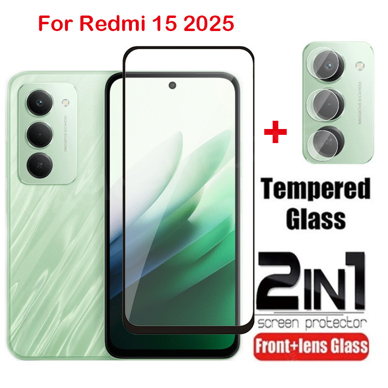 ป้องกันหน้าจอสําหรับ Redmi 15 Redmi15 15C 4G 5G 2025 คลุมทั้งหมดกระจกนิรภัยใส HD ป้องกันฟิล์มป้องกันรอยขีดข่วน