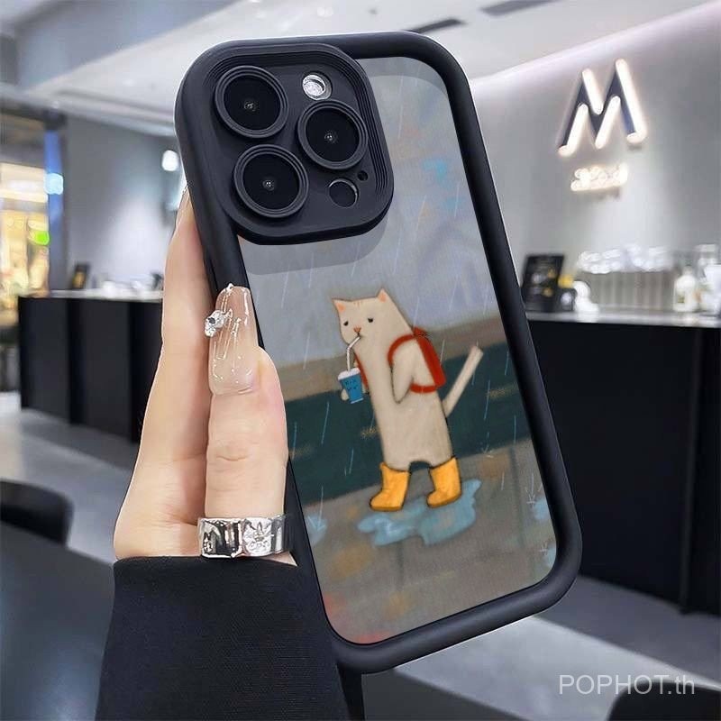 เคสโทรศัพท์เหมาะสําหรับiPhone Rainyลูกแมวขั้นตอนเคสโทรศัพท์เหมาะสําหรับiPhone16/14/15/13pro/12รวมทุก