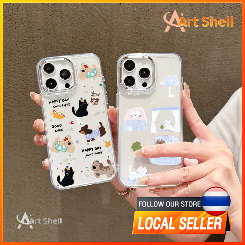 แอปเปิ้ลโทรศัพท์ จัดส่งจากประเทศไทย ภาพวาดสัตว์เลี้ยงน่ารักfor iPhone 16 15 14 เคสไอโฟน 13 12 11 PRO MAX X XS MAX XR 7/8