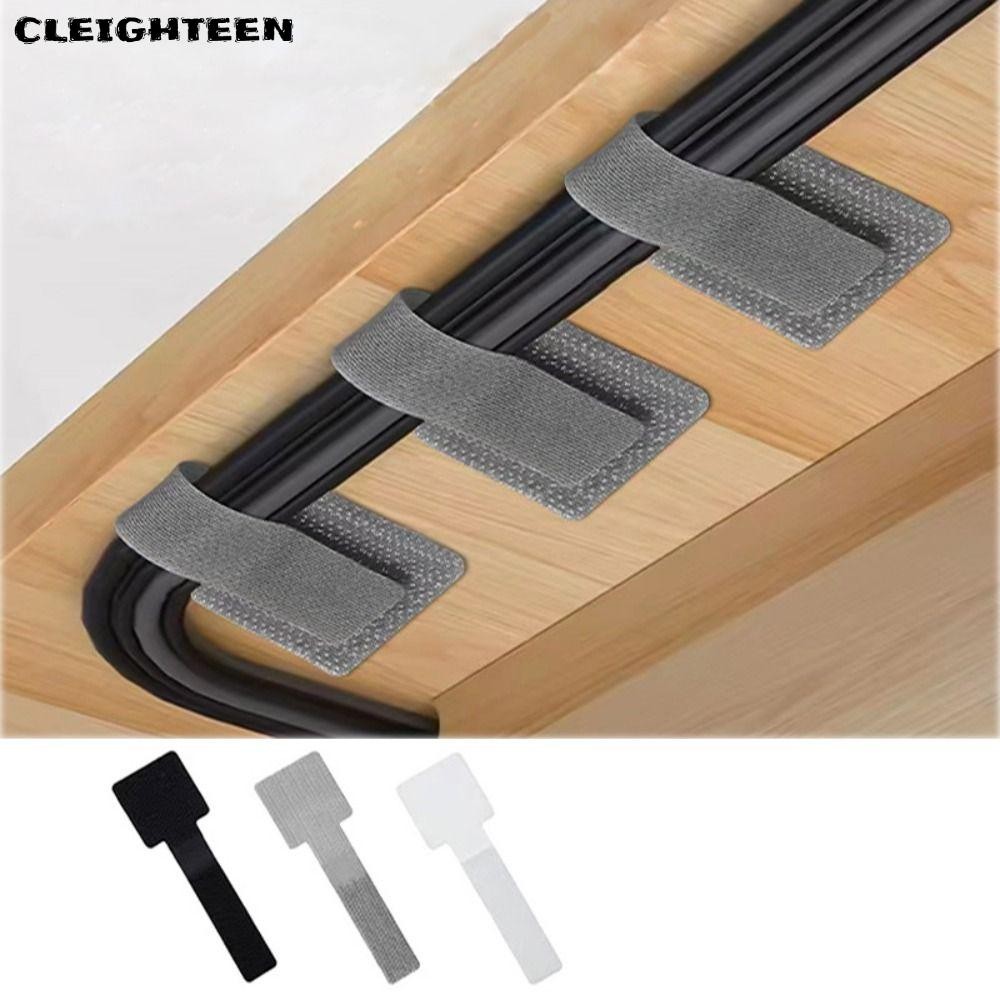 CLEIGHTEEN 10 ชิ้น Cable Management Band, Hook และ Loop Tape Hidden Cord Organizer, ประหยัดพื้นที่ปรับใต้โต๊ะไนลอน Ties Cable Organizer Office
