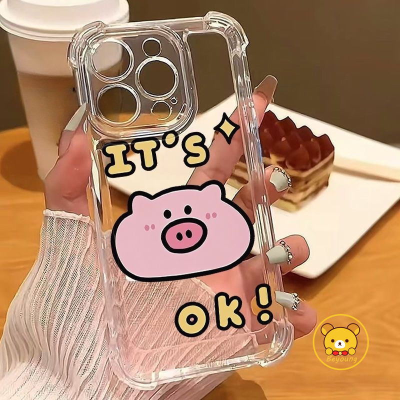 น่ารักการ์ตูนหมู AirBag เคสโทรศัพท์สําหรับ Realme GT Neo 7 6 5 SE 3 2 2T GT7 GT6 GT5 GT3 GT2 Pro Mas