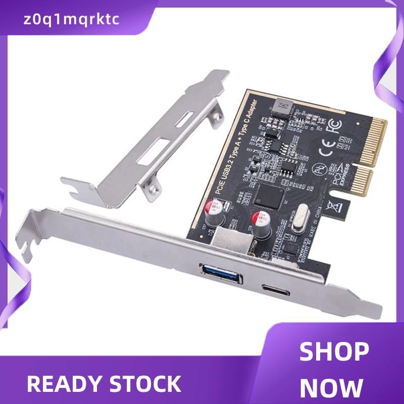 z0q1mqrktc PCIE USB 3.2 GEN2 10G + ประเภท C 10G อะแดปเตอร์ PCI Express X4 การ์ดขยาย Riser ASM1142 ชิ