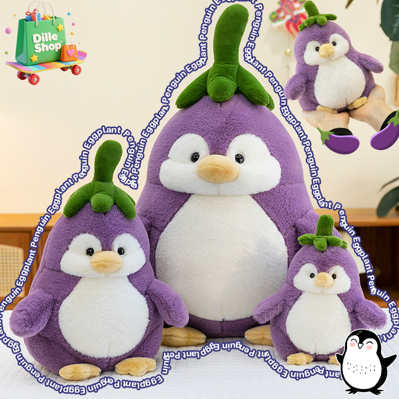 ตุ๊กตาเพนกวินน้อยแปลงร่างสุดสร้างสรรค์ ตุ๊กตาเพนกวินมะเขือม่วง ของขวัญวันเกิดเด็กผู้หญิง 25/40/65 ซม