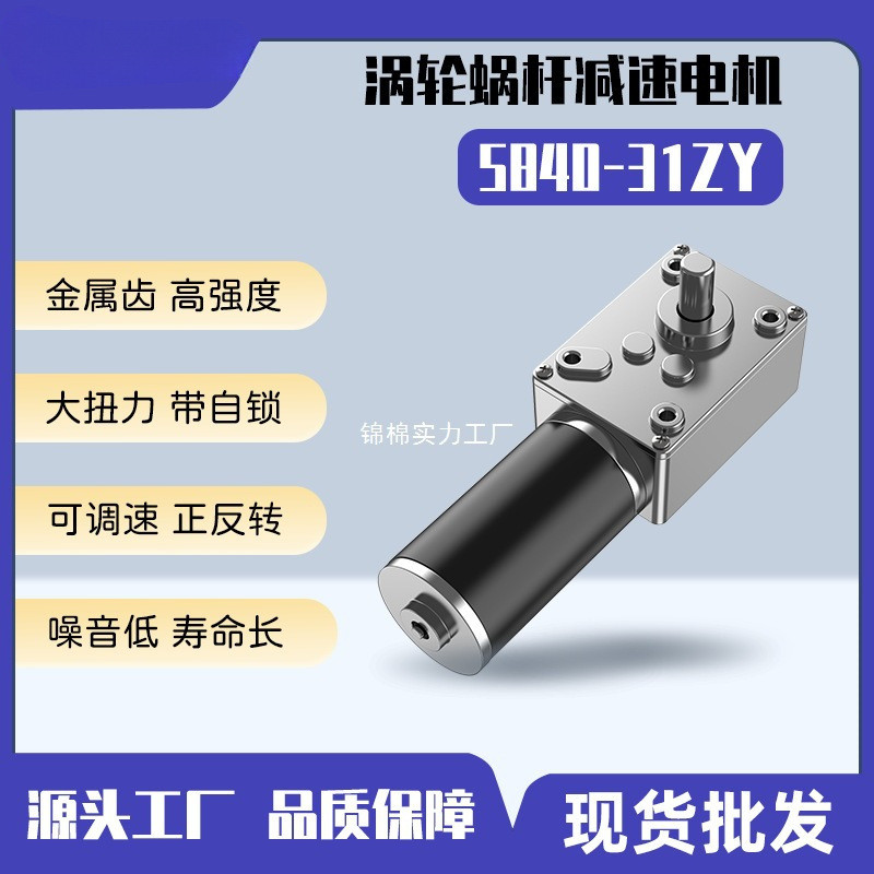 5840-31ZY直流减速电机涡轮蜗杆可调速大扭力微型电动机12V24V