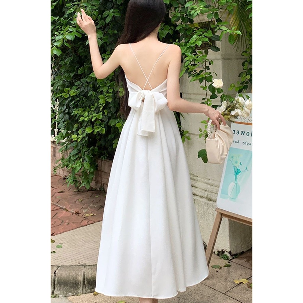 ขนาดใหญ่ขนาดไขมันมมฤดูร้อน Tea Breakภาษาฝรั่งเศสคําHalter BowknotสลิงชุดหญิงแคบเอวSlimmerดูออกแบบกระ