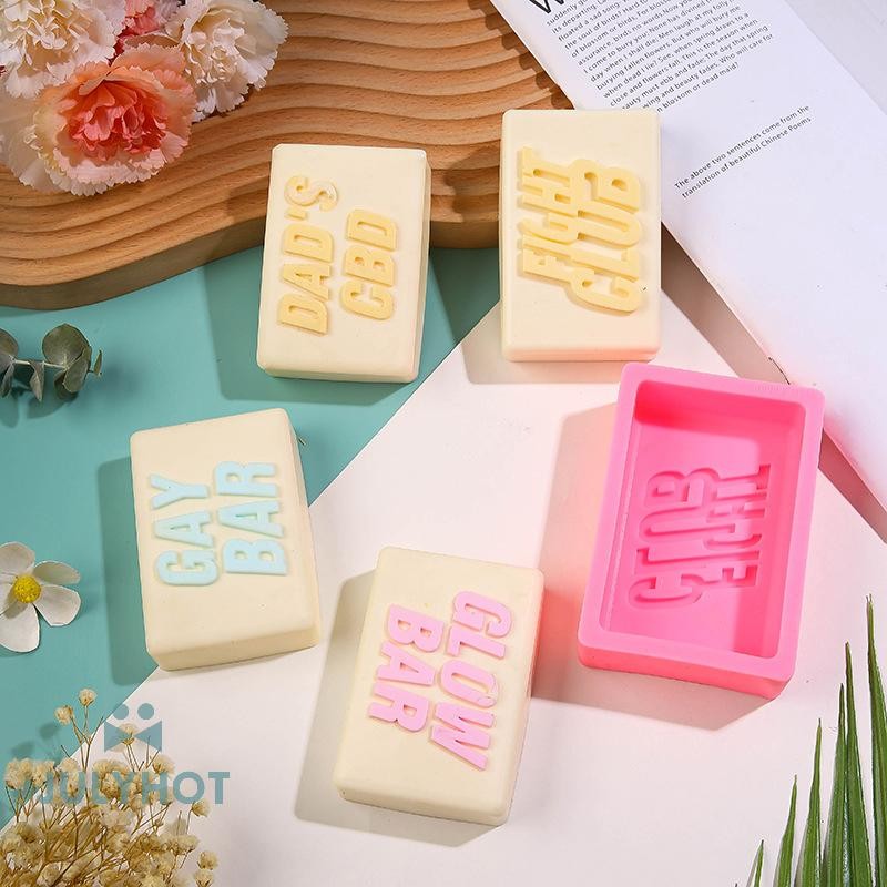 COOL Fight Club ตัวอักษรสบู่แม่พิมพ์ซิลิโคนสี่เหลี่ยมผืนผ้า Bath Lotion Bar ทําอุปกรณ์ Mould เค้ก Lo