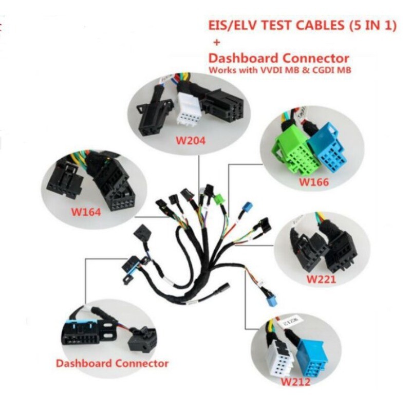 สายทดสอบสาย + MOE001 Dashboard Connector 5 In 1 EIS ELV สําหรับ BENZ สายทํางานร่วมกับ VVDI MB BGA เค