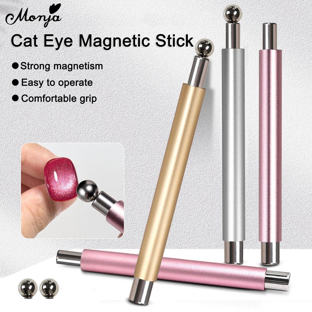 Monja แท่งแม่เหล็กสําหรับ Cat Eye เจลโปแลนด์ดูด Dual Ends Magnetic Ball เล็บออกแบบเครื่องมือ Tool