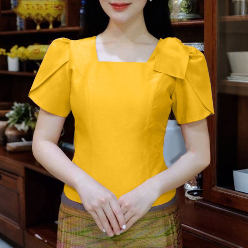ZANZEA เสื้อเบลาส์ผ้าซาตินลายผีเสื้อดอกไม้แขนสั้น สไตล์หรูหราเกาหลีสำหรับผู้หญิง — صورة 5