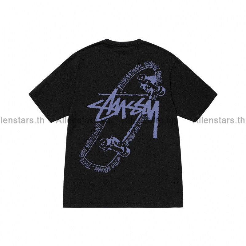 STUSSY SKATE POSSE MENS T-SHIRT สีดํา