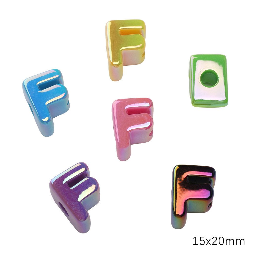 St.kunkka 5Pcs ลูกปัดชุบ UV พร้อมตัวอักษรภาษาอังกฤษ A-Z และสีอะคริลิค สำหรับทำสร้อยคอและสร้อยข้อมือ DIY - รูปที่ 5