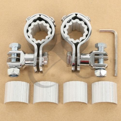 G25/32/35 มม.Chrome เท้า Mount Clamp สําหรับ Harley Honda Yamaha Kawasaki Chopper GoldWing GL1500 GL