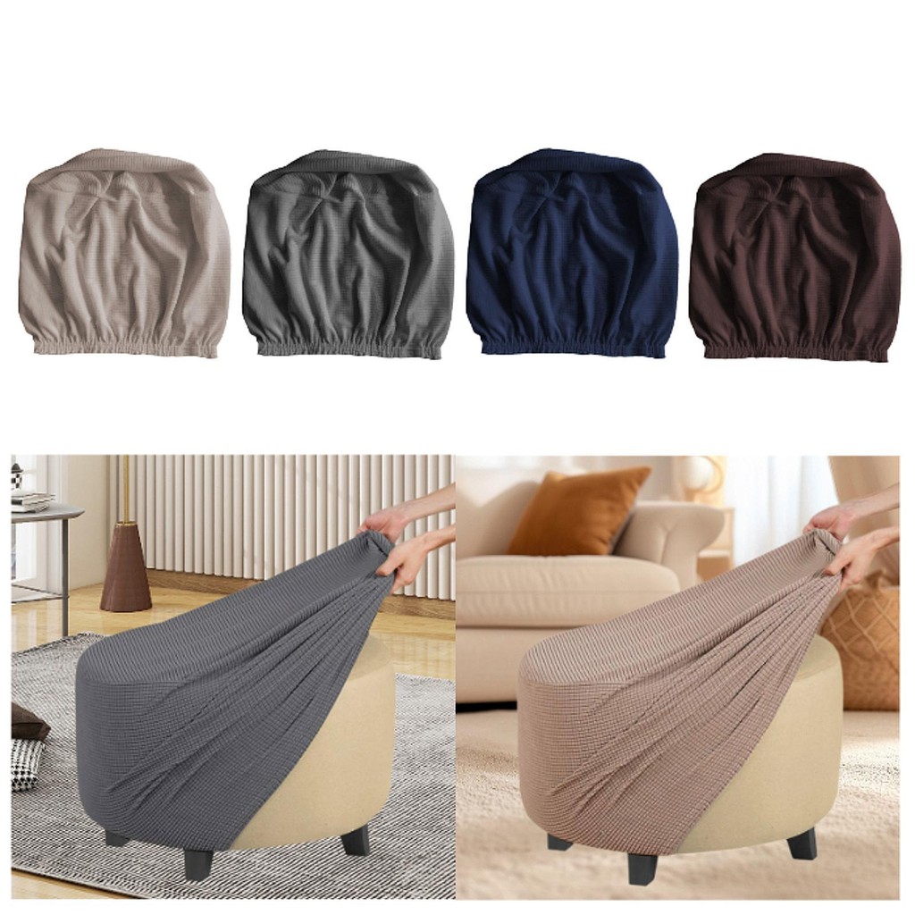 [mibum01eb] Ottoman Cover Foot Stool Cover Anti Slip หนาซักเครื่องยืด Ottoman