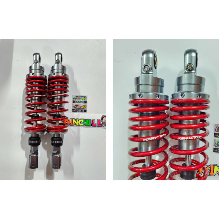 ZERN8.1 โช้คหลัง PCX / XMAX / NMAX สีแดงแก้ว 300 มิล ZERN8.1 แก๊สกึ่งน้ำมัน + สติ๊กเกอร์