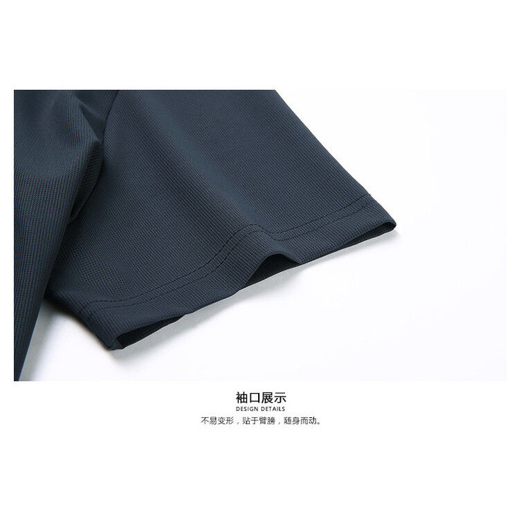 เสื้อโปโลผู้ชายจากผ้าไหมน้ำแข็ง แขนสั้น สวมสบายสำหรับฤดูร้อน - รูปที่ 7