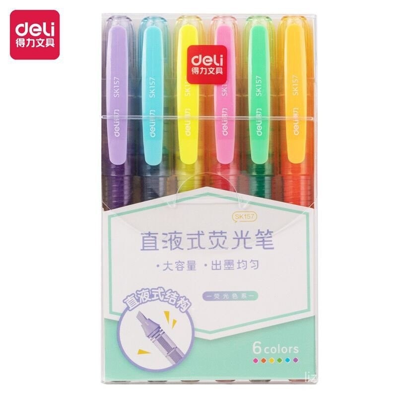 Deli SK157 Graffiti Color Series นักเรียนสี Highlighter Color Pack 6-บัญชีมือ DIY Macaron เรืองแสงตร