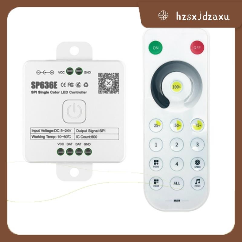 hzsxjdzaxuAND-SP636E SPI DC5-24v คอนโทรลเลอร์ขาวดําพร้อมรีโมทคอนโทรลรองรับรีโมทคอนโทรลสัมผัส 2.4G