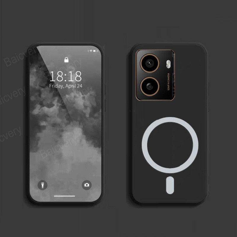 ปลอกสําหรับ HMD Skyline TA-1600 ฝาหลังป้องกัน TPU นุ่มสีดําพร้อมสติกเกอร์แม่เหล็ก