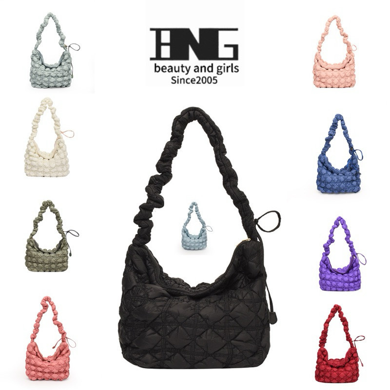 BNG soft bag กระเป๋าสะพายข้าง Cozy Car โฮโบ lyn ผู้หญิง Cos ก้อนเมฆ สไตล์เกาหลี น้ำหนักเบา (F0167)