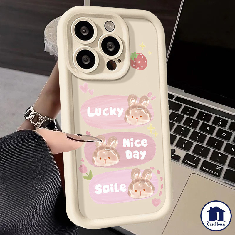 กระต่ายนำโชคน่ารักซอฟท์เคสเข้ากันได้สำหรับ OPPO A77 A38 A17 A17K A57 Reno 8T A15 A58 A7 A53 A16 A12 A54 A78 A5s A18 A3s