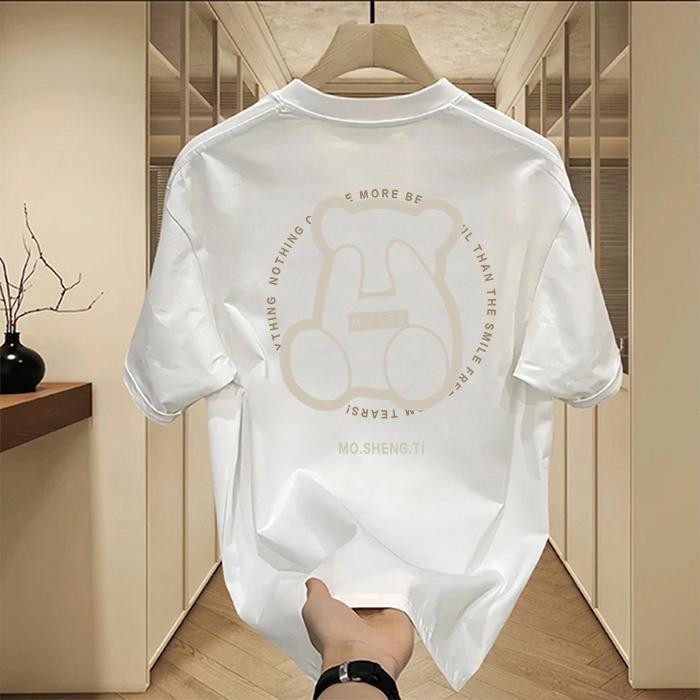 YOU-T รูปแบบใหม่ [พร้อมส่ง] เสื้อยืดแขนสั้น,ลาย "MOSES01"ผ้าฝ้าย 100%,สวมใส่สบายไม่หดตัว,คอกลม,สไตล์เกาหลีเรียบง่าย