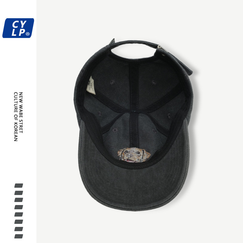 เกาหลีเกาหลีอินบล็อกเกอร์สไตล์เดียวกันน่ารักการ์ตูนสุนัขแบบปักหมวกเบสบอลหญิงเกาหลีรุ่นสีดําหมวกแหลมชาย - รูปที่ 6