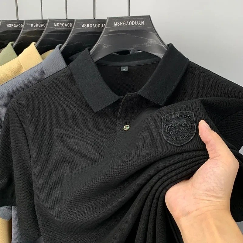เสื้อยืดโปโลผู้ชาย โปโลชาย เสื้อคอปกผู้ชาย แขนสั้นลําลอง คอปก ผ้าฝ้าย ขนาดใหญ่ ปักลาย สไตล์คลาสสิก มี 4 สี เสื้อโปโลผู้ไซส์ใหญ่