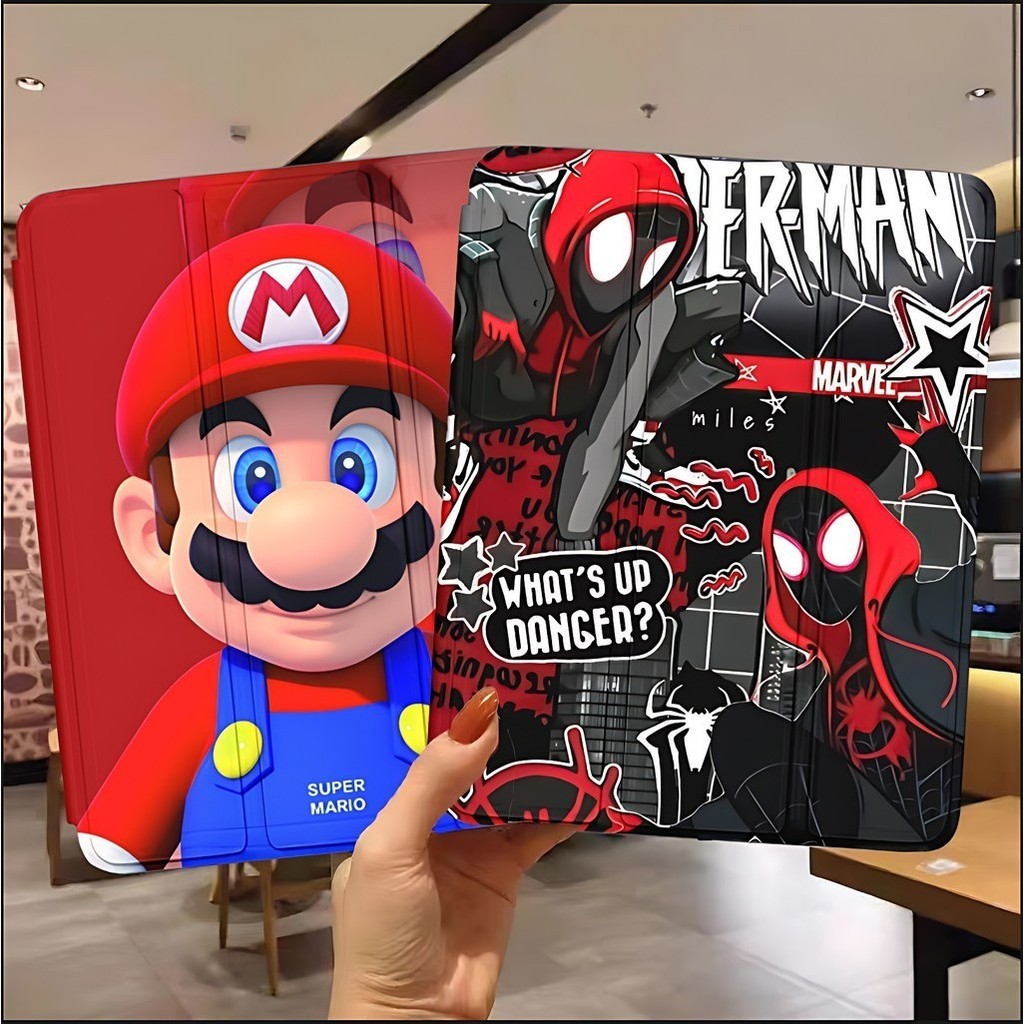 Mario เคสไอแพด โหมดสามพับ For Air6 11นิ้ว  Air4 Air5 gen10 Gen7 gen8 gen9 gen5gen6 Air1/2 Air3 pro11 mini4/Mini5/mini6