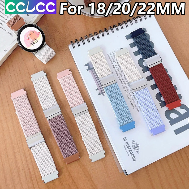 Cclc Soft Breathable สายไนลอนสําหรับ 18 มม.20 มม.22 มม.,แฟชั่น Creative Elastic ทอสายรัดข้อมือสําหรับ Samsung Galaxy นาฬิกา 7/6/5/4 44 มม.40 มม./HUAWEI สมาร์ทนาฬิกา GT 4/3/2 46 มม.42 มม.41 มม.