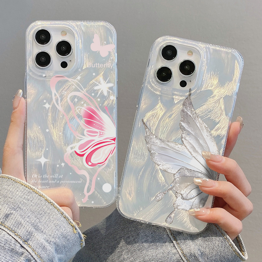 INS Case เคส iphone 16 15 13 11 12 14 Pro Max 14 15 Plus เคส IMD นุ่มหรูหรา เคสสำหรับ กันกระแทกเลเซอร์ไล่โทนสีน่ารัก
