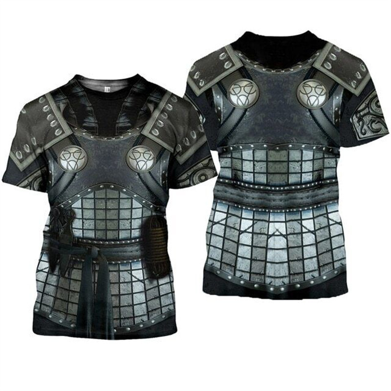 ใหม่ เกราะกรีกยุคกลาง 3D พิมพ์ลาย เสื้อยืดผู้ชายแฟชั่นฮาราจูกุ ฤดูร้อน สตรีทแวร์ หลวม