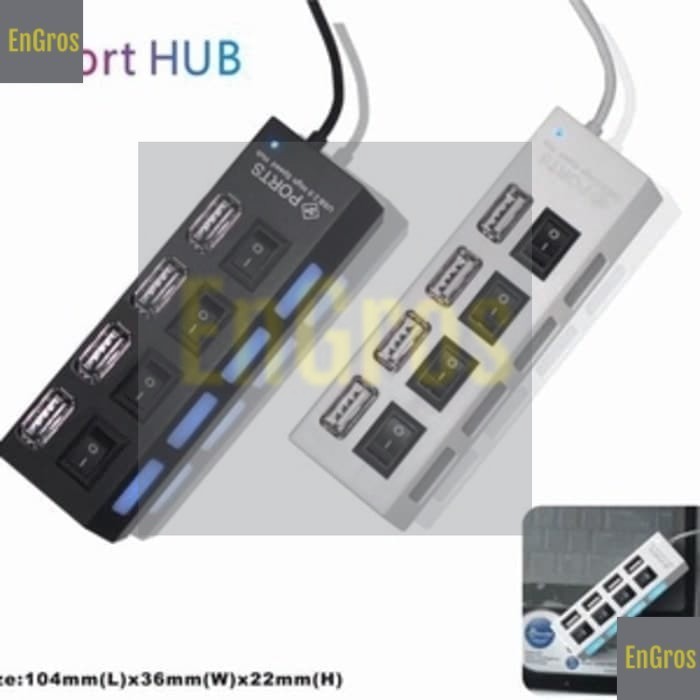 USB 2.0 HUB 4PORT สวิตช์เปิด/ปิด USB HUB สวิตช์เปิดพอร์ต 4 พอร์ตพร้อมเอาต์พุตไฟ LED 4 ปลั๊ก USB