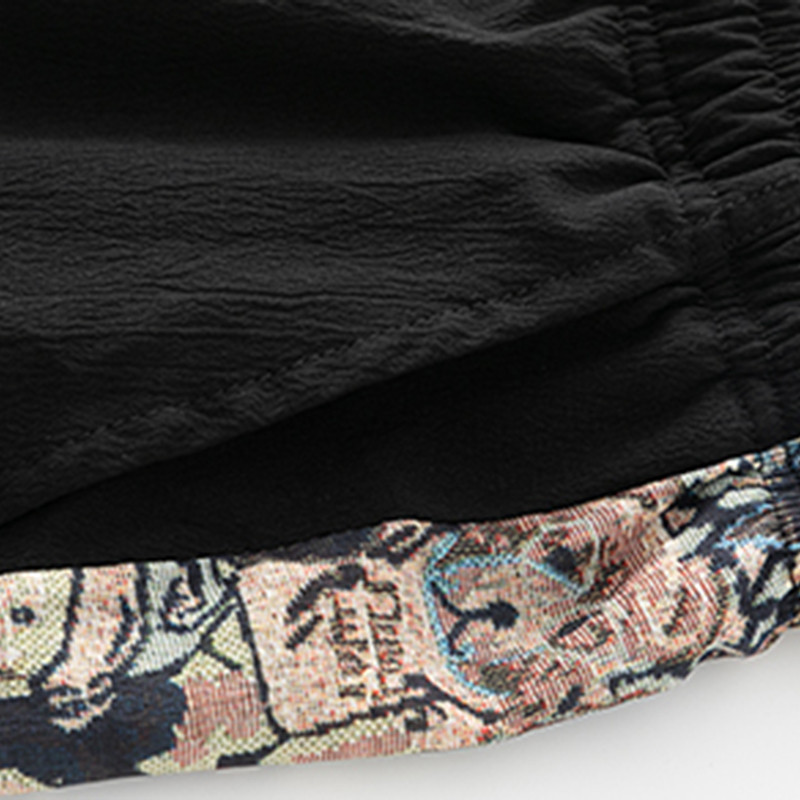 กางเกงประกบปักลายหมีหลวมตรงฤดูร้อนของผู้ชาย