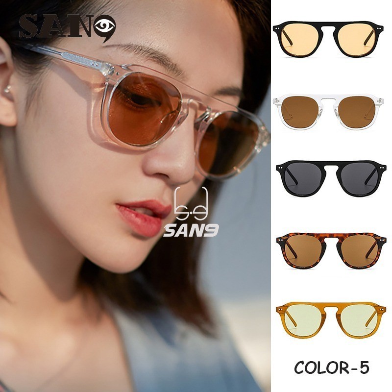 สินค้าพร้อมCOD (San9) แว่นกันแดดสีเยลลี่ทรงกลมย้อนยุคเวอร์ชั่นเกาหลีสําหรับผู้ชายและผู้หญิง