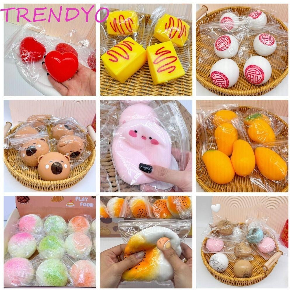 Trendyo 1 ชิ้น Capybara ของเล่นบีบ, ซิลิโคนผ่อนคลาย Decompression สัตว์ของเล่น, เพิ่มขึ้นช้า Fidgets สไตล์ญี่ปุ่นน่ารักสร้างสรรค์เค้กอาหารของเล่นพนักงานออฟฟิศ