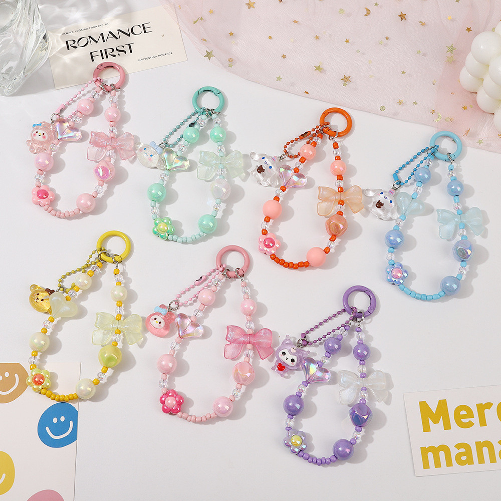 Sanrio Hello Kitty Kurome Cute Beaded Bundle เครื่องประดับกระเป๋าพวงกุญแจลูกปัด ของขวัญ