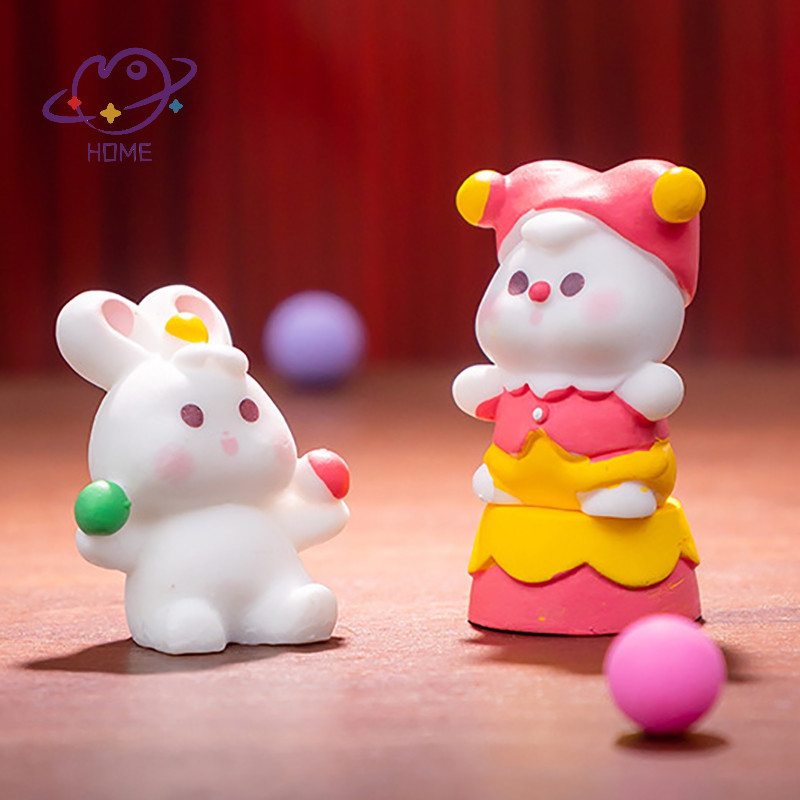 [mayhome] การ์ตูนน่ารัก Kawaii Circus Bunny ภูมิทัศน์ตกแต่ง DIY อุปกรณ์ตกแต่งบ้าน Miniatures ตุ๊กตาเดสก์ท็อปเครื่องประดับรถ {TH}