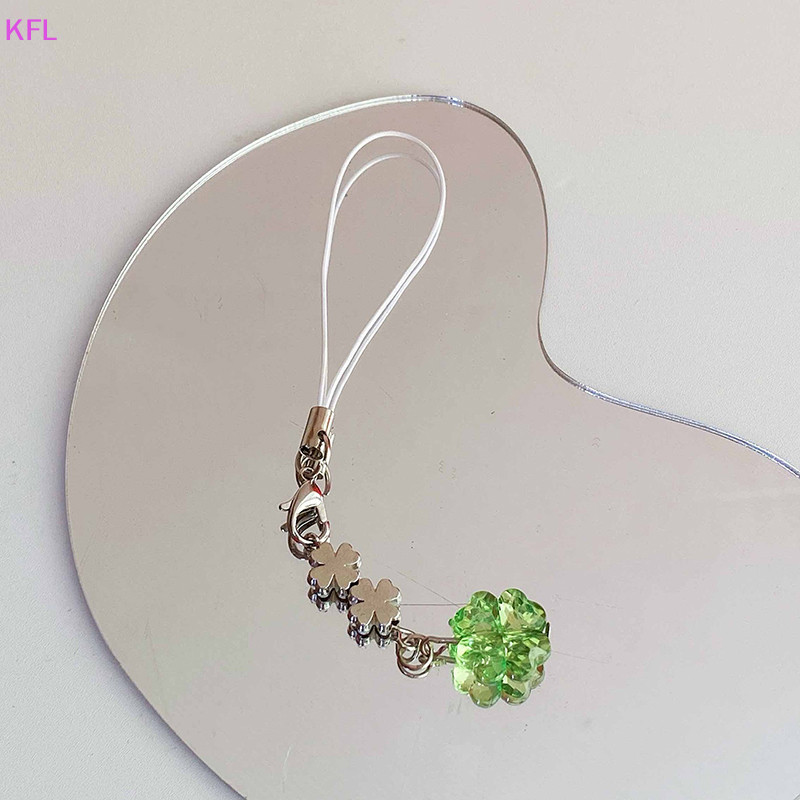 (KFL) ทําด้วยมือลูกปัดโทรศัพท์โซ่ Four Leaf Clovers โทรศัพท์มือถือ Charm พวงกุญแจสีสันสดใส CCD จี้ตกแต่งโทรศัพท์มือถือ Charm อุปกรณ์เสริมขายร้อน