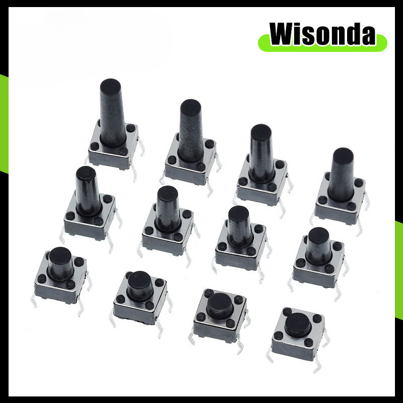 10pcs 6X6X4.3/5/6/7/8/9/10/11/12/13/14/15/22MM Tact สวิทช์ปุ่มกด 12V 6*6 4PIN DIP Micro สวิทช์สําหรับทีวี/ของเล่น/ใช้ในบ้านปุ่ม