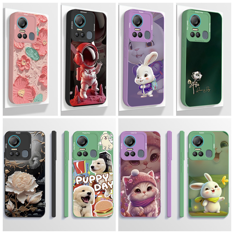 Itel S18 S663L / Vision 5 S663LC เคสโทรศัพท์ Aesthetic การ์ตูนนักบินอวกาศ Full Matte Soft TPU ปลอกซิ