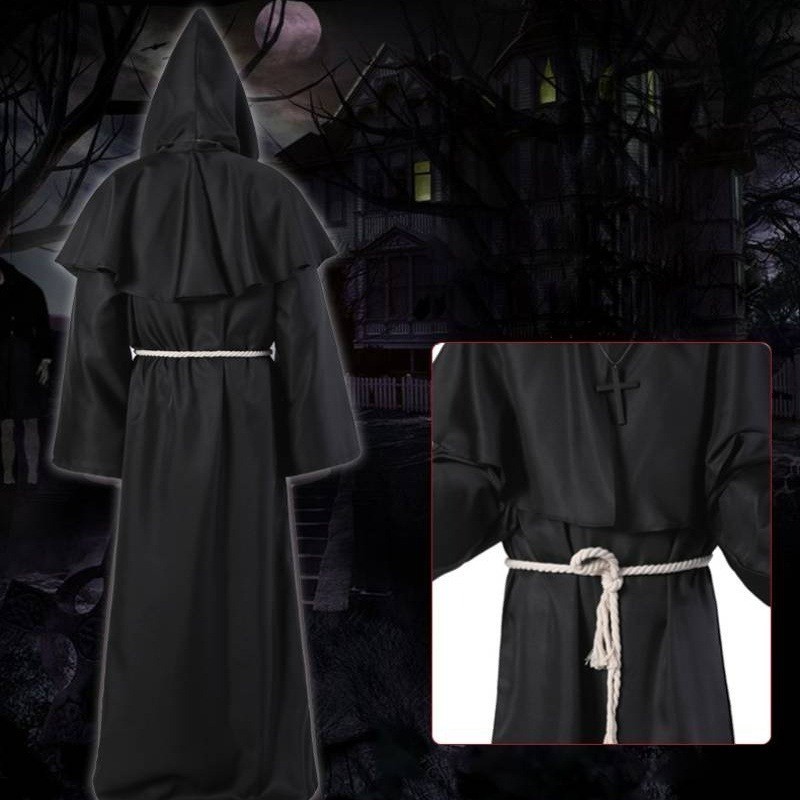 ผู้ชายผู้หญิงพระภิกษุสงฆ์เสื้อผ้าเครื่องแต่งกายโบราณยุคกลางพระภิกษุสงฆ์เสื้อคลุมตัวช่วยสร้างพระภิกษุฮาโลวีนคอสเพลย์เครื่องแต่งกายกับโรคระบาดหน้ากากหมอ - รูปที่ 3