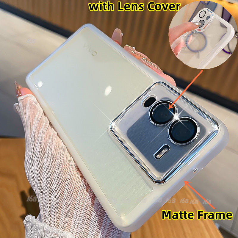 เคส Vivo V30 V27 V25 Pro เคส Vivo V29 V30 V29E V23 5G เคสใส กันกระแทก พร้อมฝาครอบเลนส์กล้อง เคสโทรศัพท์ กันกระแทก ถุงลมนิรภัย เคสด้าน