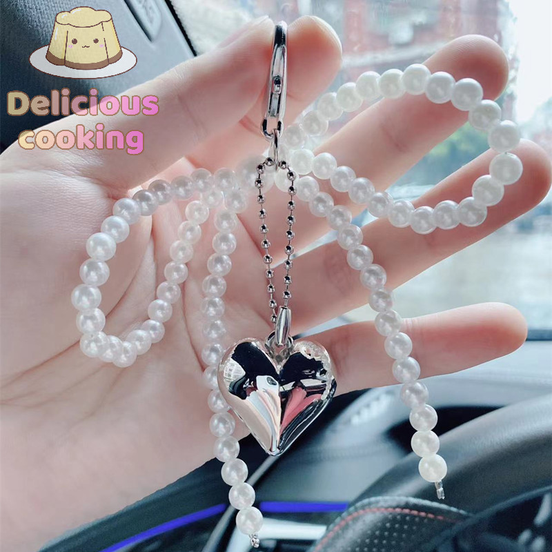[ทําอาหารอร่อย] มุกกุทัณฑ์หัวใจจี้พวงกุญแจลูกปัดโทรศัพท์เสน่ห์ที่ถอดออกได้โบว์โทรศัพท์เชือกเส้นเล็กแฮนด์เมดพวงกุญแจเครื่องประดับสําหรับกระเป๋ากระเป๋า [ใ