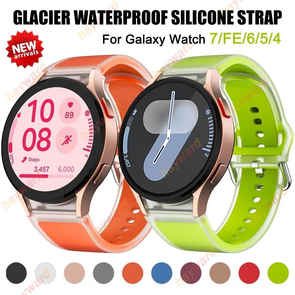 No Gap Glacier Clear สร้อยข้อมือสําหรับ Galaxy Watch 7/FE 40 มม. FE สายรัดข้อมือซิลิโคนสําหรับ Galaxy Watch 4 5 6 Band 6 คลาสสิกกีฬาเปลี่ยนสายรัด