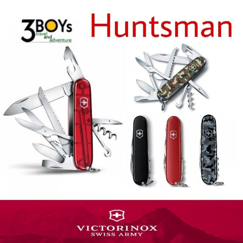 มีดพับ มีด Victorinox แท้ รุ่นHuntsman มีดพกพาขนาดกลางสำหรับพรานป่ามืออาชีพ ของแท้จากสวิส